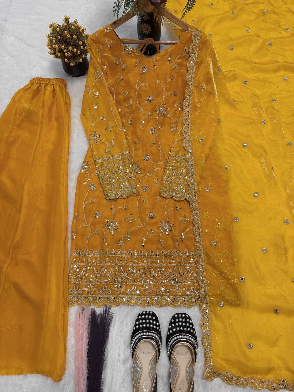 Saffron Yellow Heritage Tie-Back Set